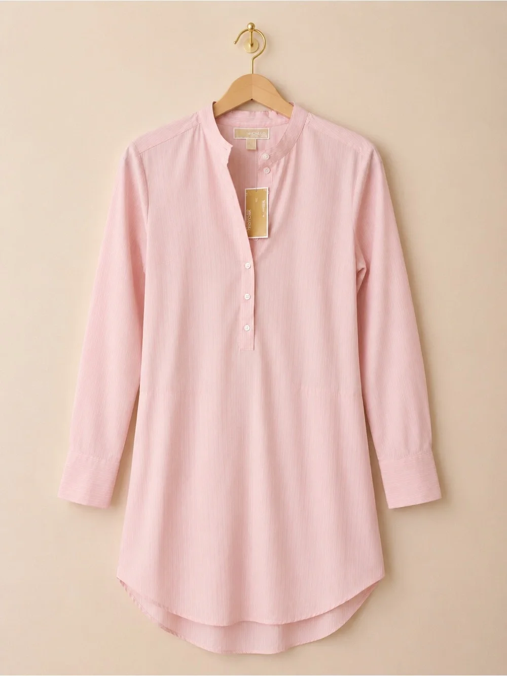 Michael Kors Light Pink Striped Mandarin-Shirt dress-Brand new!! Gorgeous ✨✨